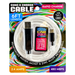 Charging Cable LED Light-Up Assortment - 6 Pieces Per Retail Ready Display 88472 CAR VIBEZ