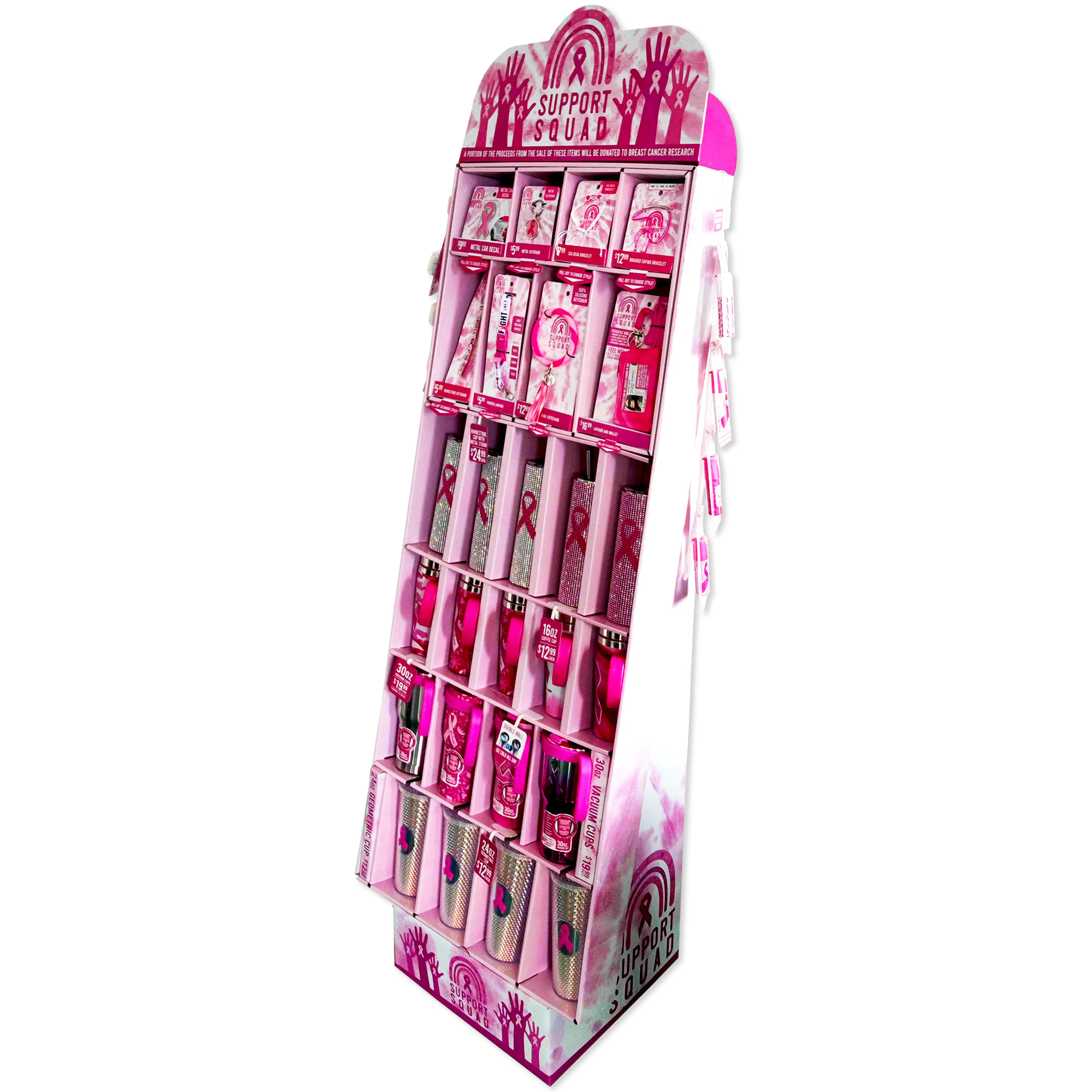 Breast Cancer Awareness Pink Assortment Floor Display - 78 Pieces Per Retail Ready Display 88475 NOVELTY INC