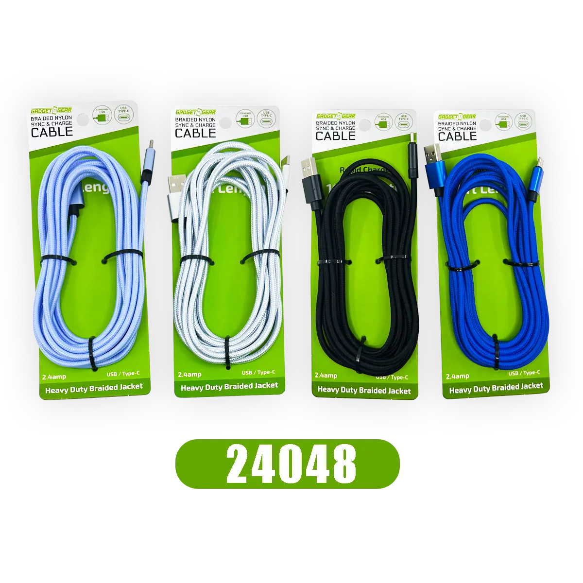 Charging Cable Wing Rack Assortment 10FT - 10 Pieces Per Pack 88482 GADGET GEAR
