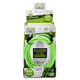 Charging Cable Glow in The Dark Assortment 10FT - 6 Pieces Per Retail Ready Display 88498 GADGET GEAR