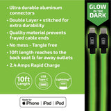 Charging Cable Glow in The Dark Assortment 10FT - 6 Pieces Per Retail Ready Display 25113