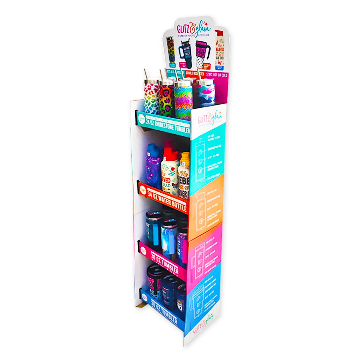 Insulated Drinkware Assortment Floor Display - 24 Pieces Per Retail Ready Display 88499 NOVELTY INC