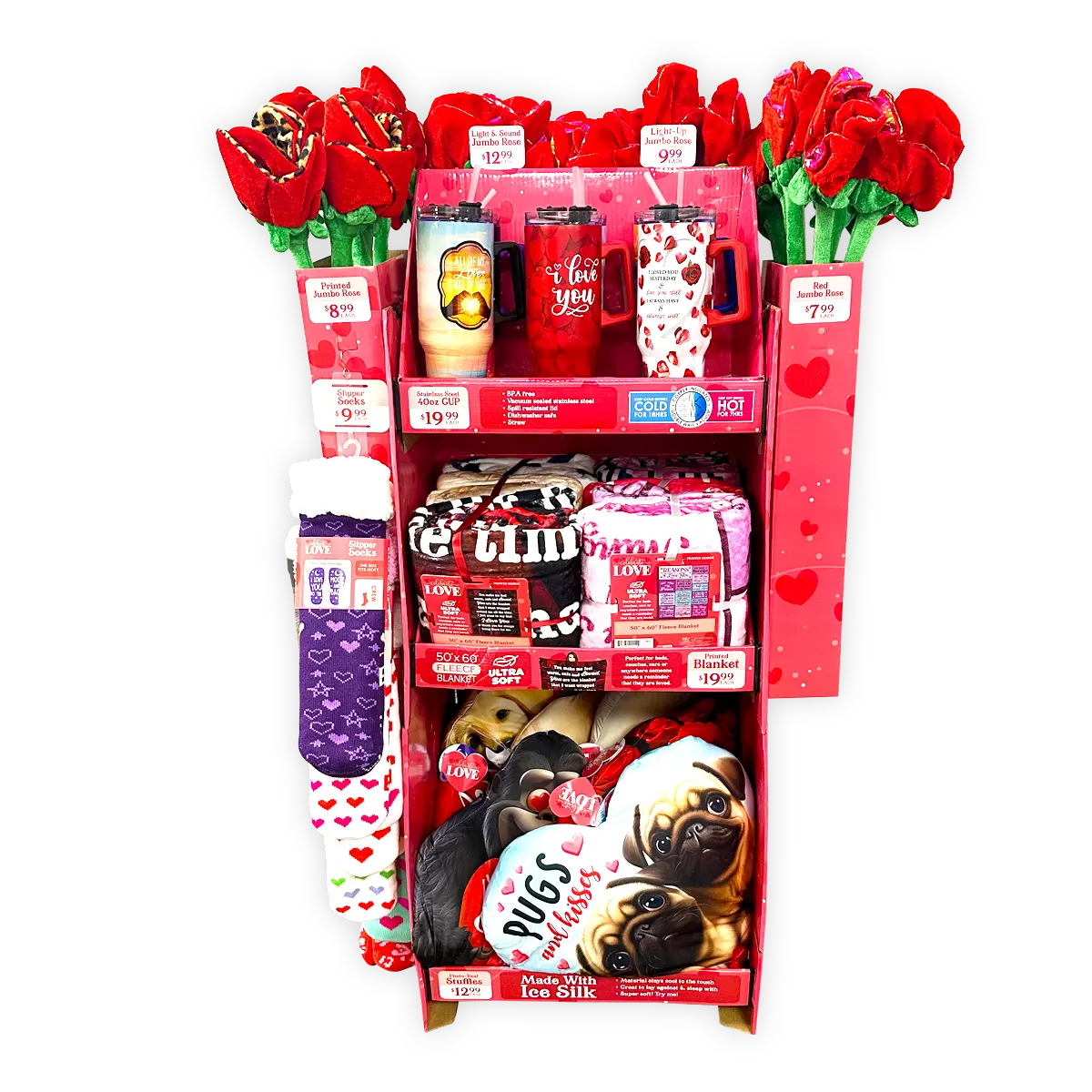 Valentine's Day Plush and Gift Assortment Floor Display - 48 Pieces Per Retail Ready Display 88501 KIPP BROTHERS