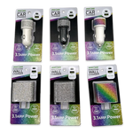 Car Charger and Wall Charger Dual Port USB / USB-C Rhinestone Assortment - 6 Pieces Per Retail Ready Display 88502 GADGET GEAR
