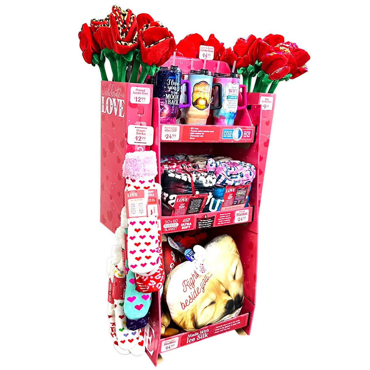 Valentine's Day Plush and Gift Assortment Floor Display - 48 Pieces Per Retail Ready Display 88505 KIPP BROTHERS
