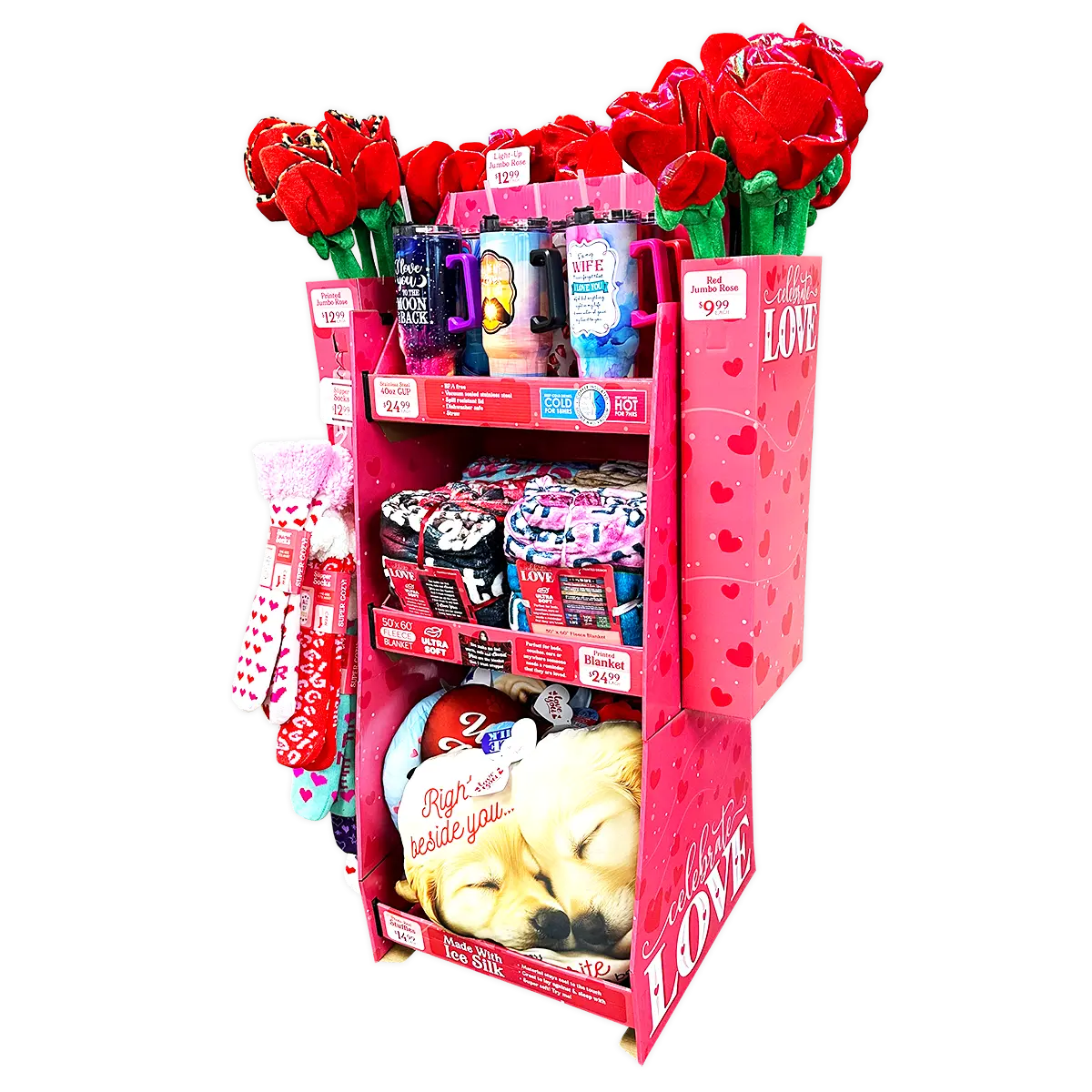 Valentine's Day Plush and Gift Assortment Floor Display - 48 Pieces Per Retail Ready Display 88505 KIPP BROTHERS