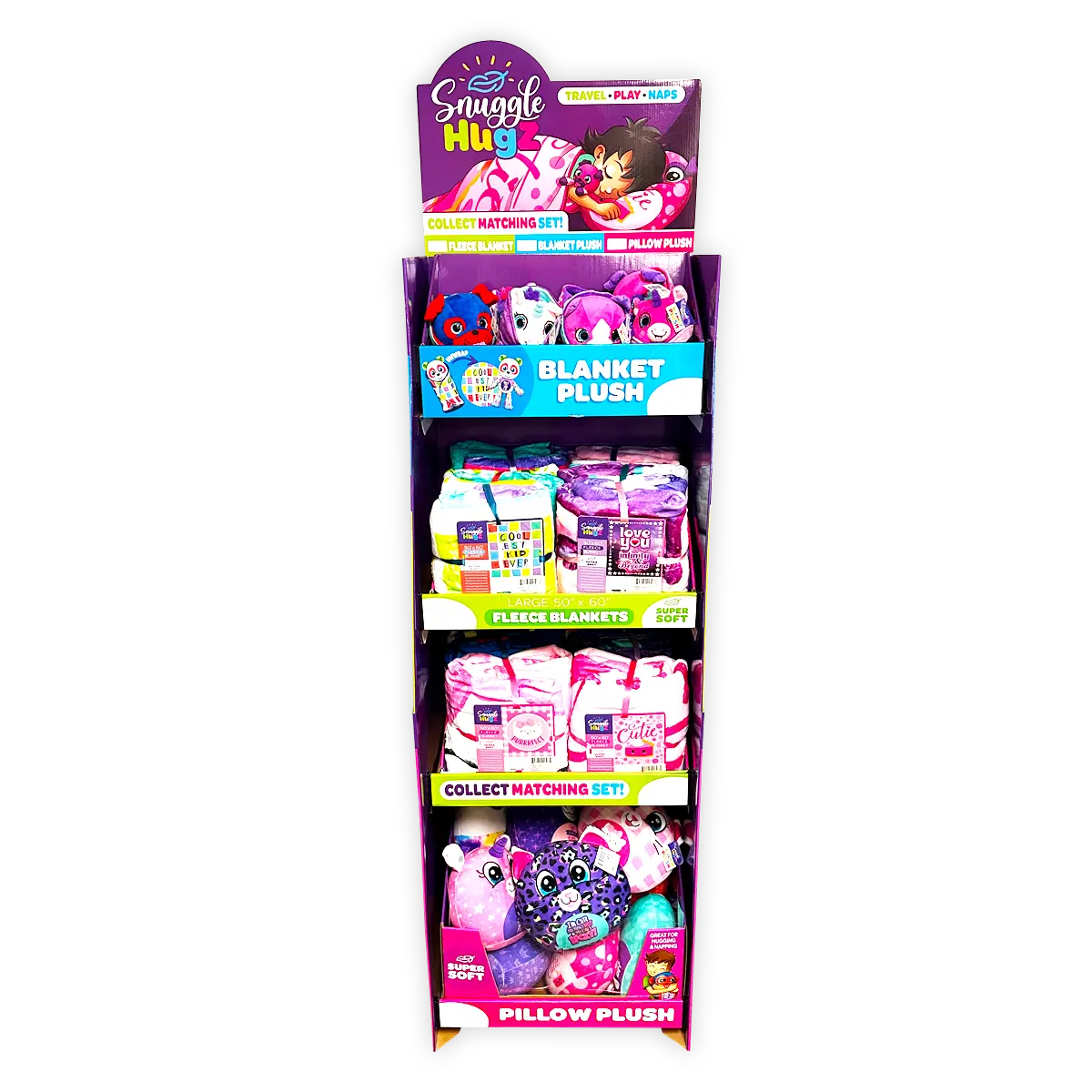 Blanket and Plush Kids Assortment Floor Display - 32 Pieces Per Retail Ready Display 88509 KIPP BROTHERS