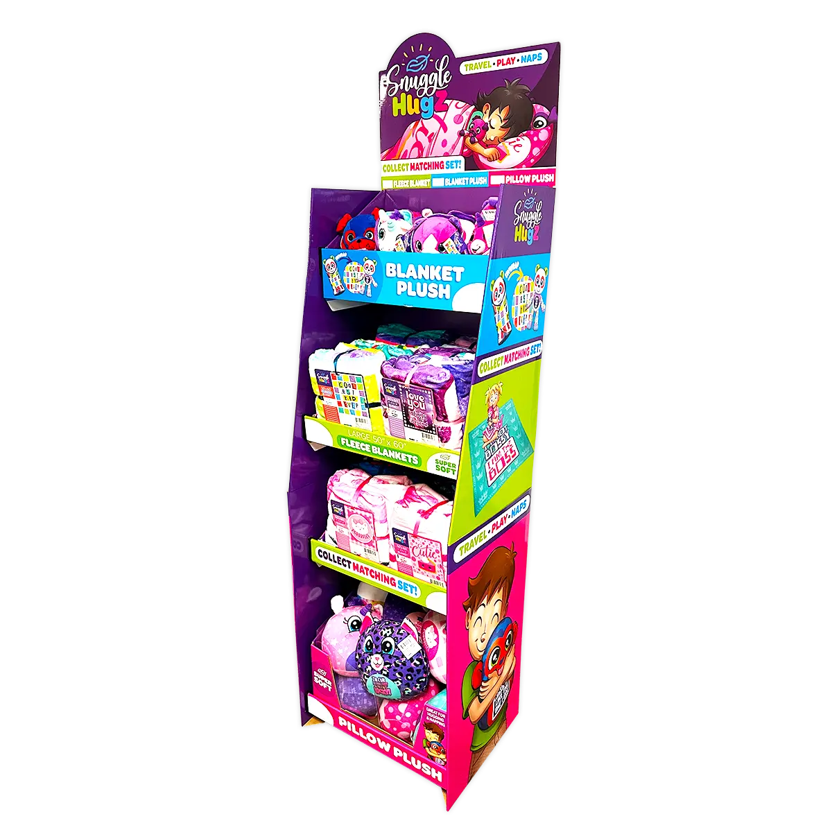 Blanket and Plush Kids Assortment Floor Display - 32 Pieces Per Retail Ready Display 88509 KIPP BROTHERS
