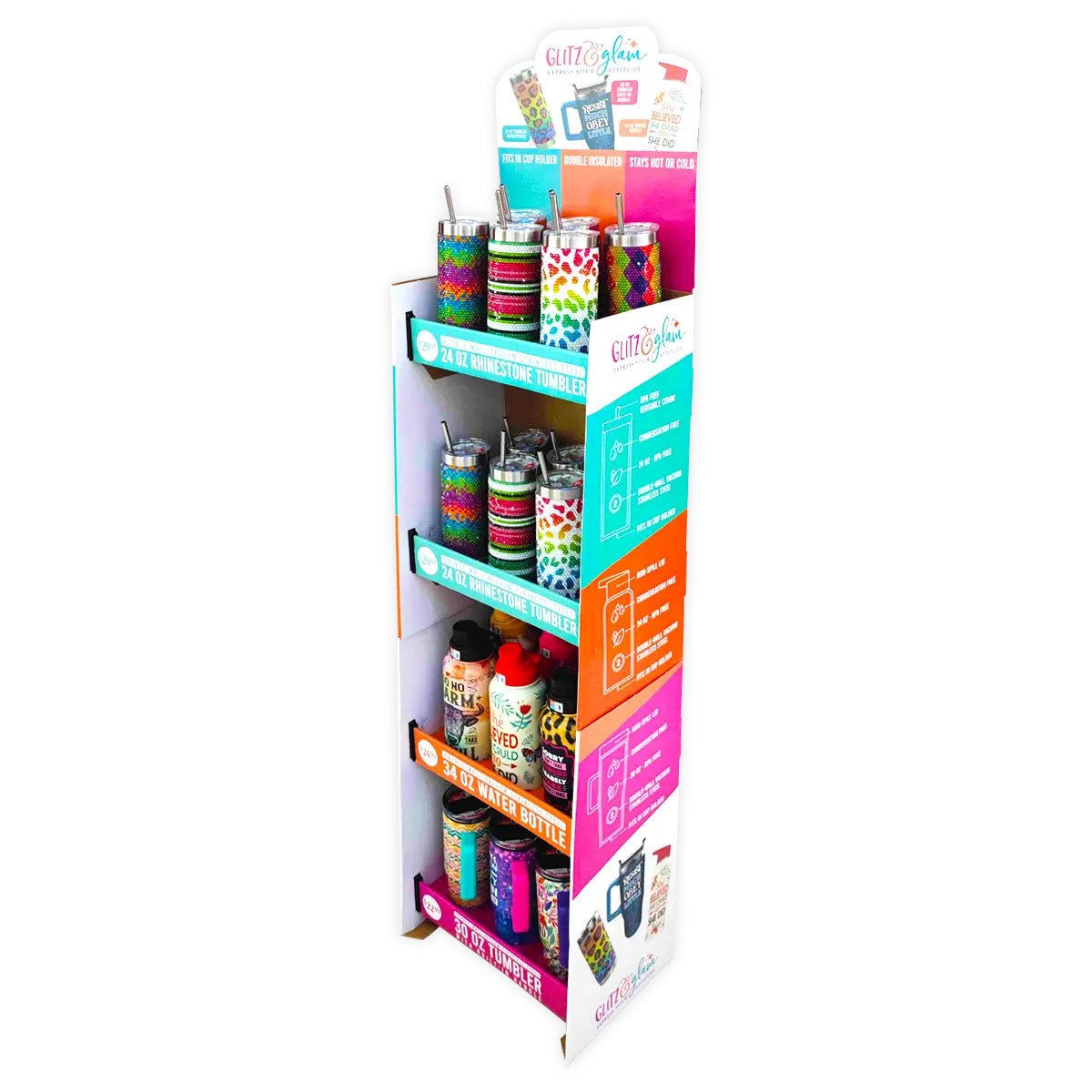 Insulated Drinkware Assortment Floor Display - 24 Pieces Per Retail Ready Display 88519 NOVELTY INC