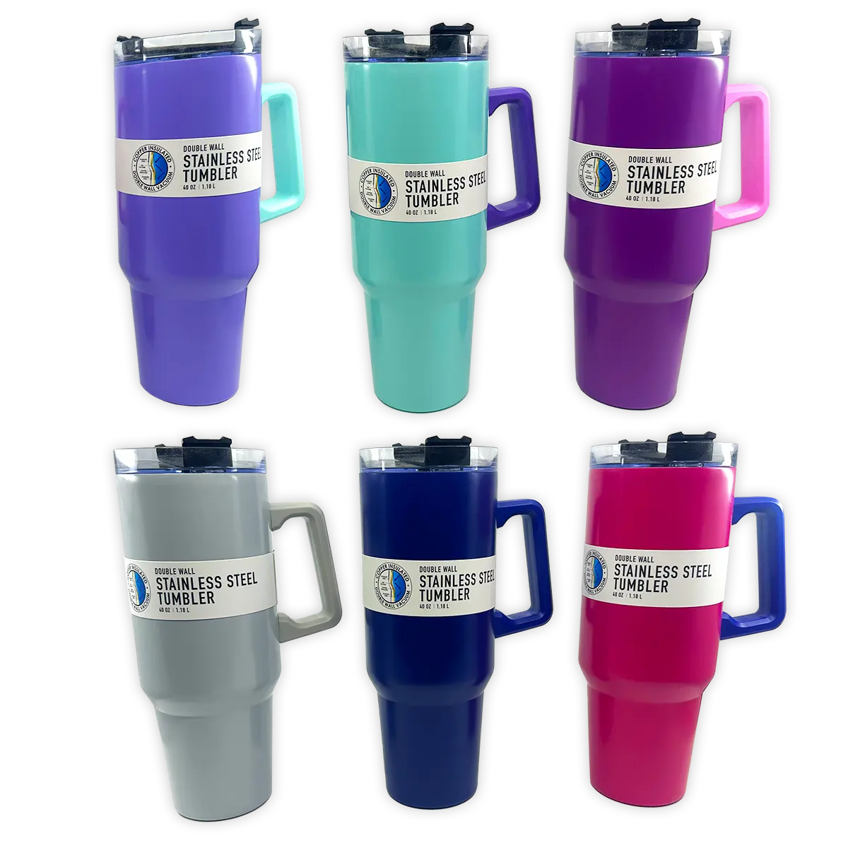 40 oz Insulated Stainless-Steel Cup with Straw - 12 Pieces Per Pack 88520 NOVELTY INC