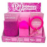 Pink Power Key Chain and Can Cooler Assortment - 18 Pieces Per Retail Ready Display 88528 NOVELTY INC