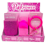 Pink Power Key Chain and Can Cooler Assortment - 18 Pieces Per Retail Ready Display 88528 NOVELTY INC