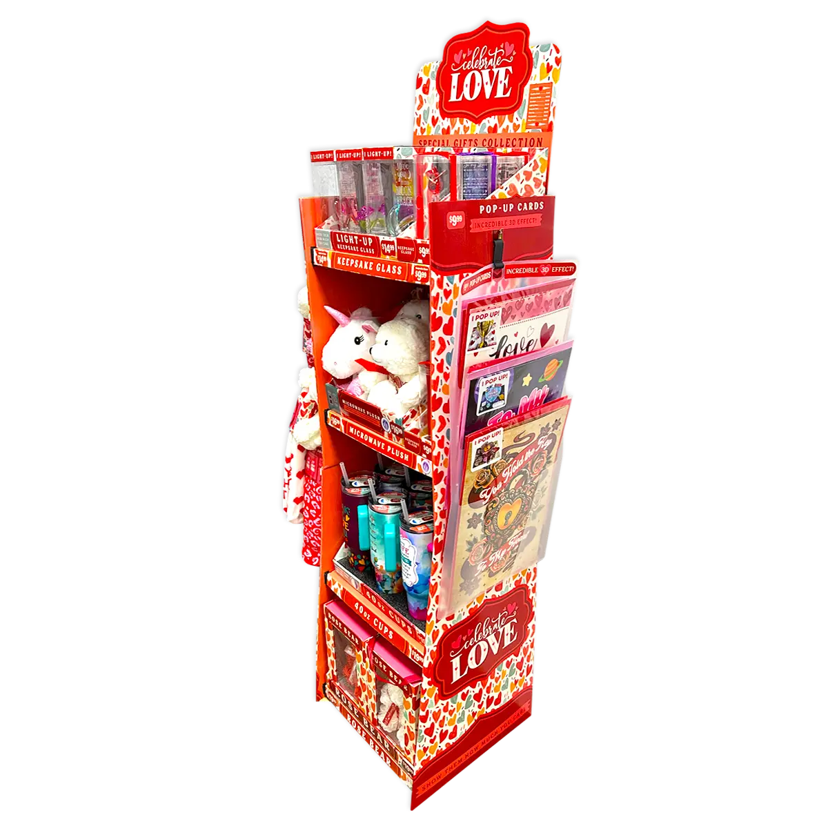 Valentine's Day Glass and Gift Assortment Floor Display - 57 Pieces Per Retail Ready Display 88573 KIPP BROTHERS