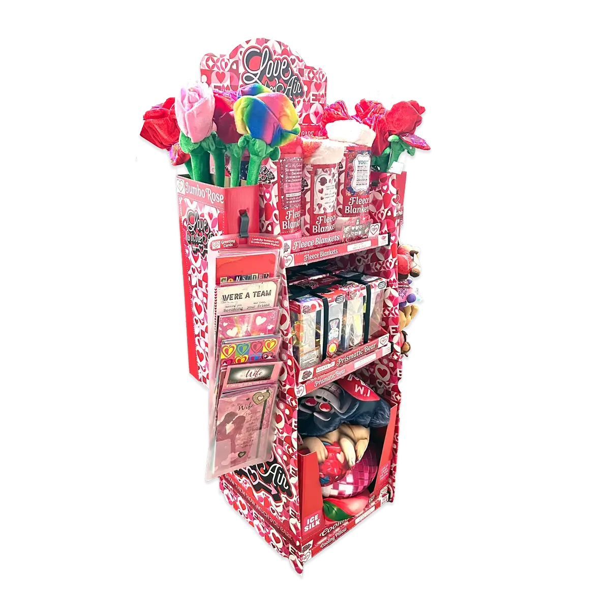 Valentine's Day Rose Plush and Gift Assortment Floor Display - 58 Pieces Per Retail Ready Display 88576 KIPP BROTHERS