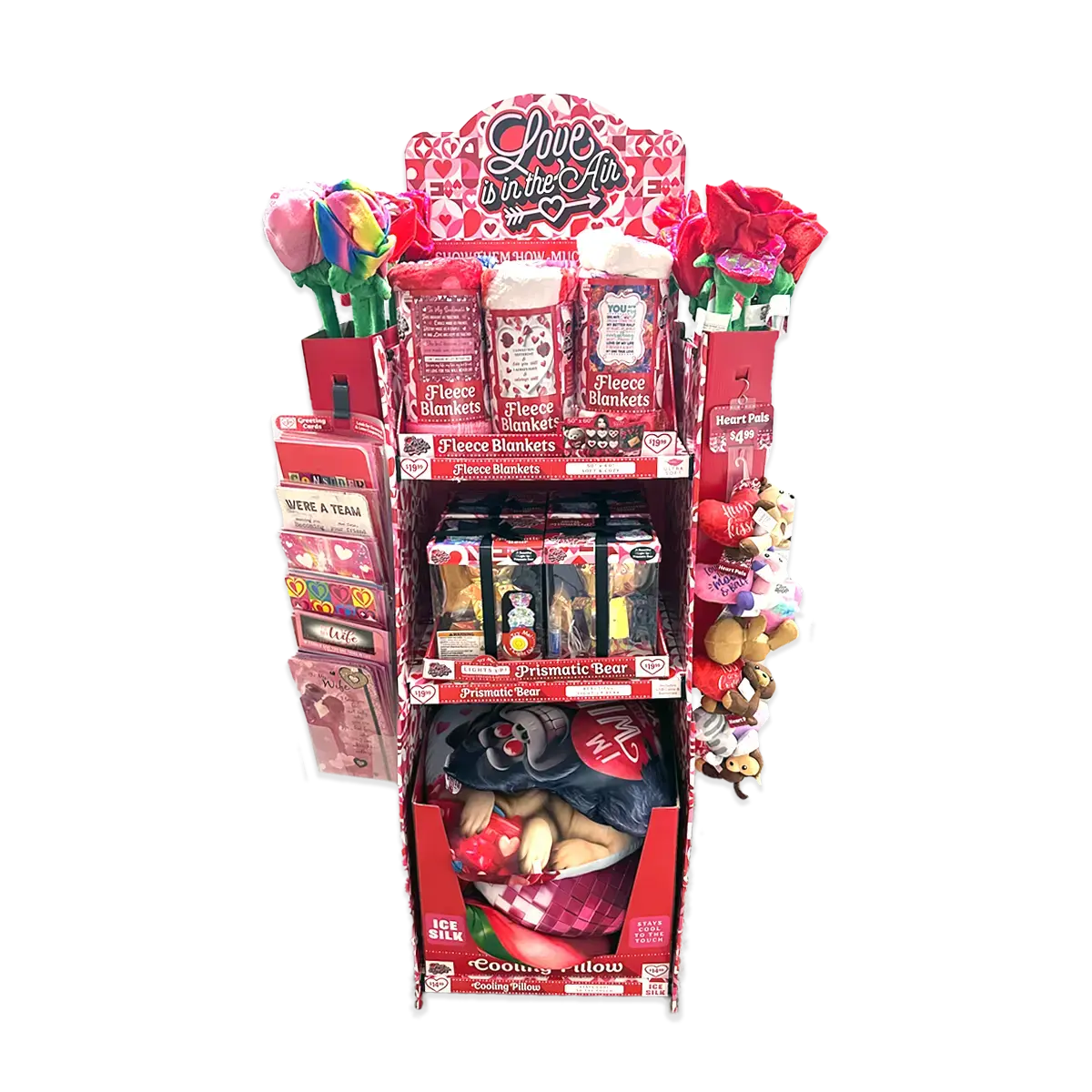 Valentine's Day Rose Plush and Gift Assortment Floor Display - 58 Pieces Per Retail Ready Display 88576 KIPP BROTHERS