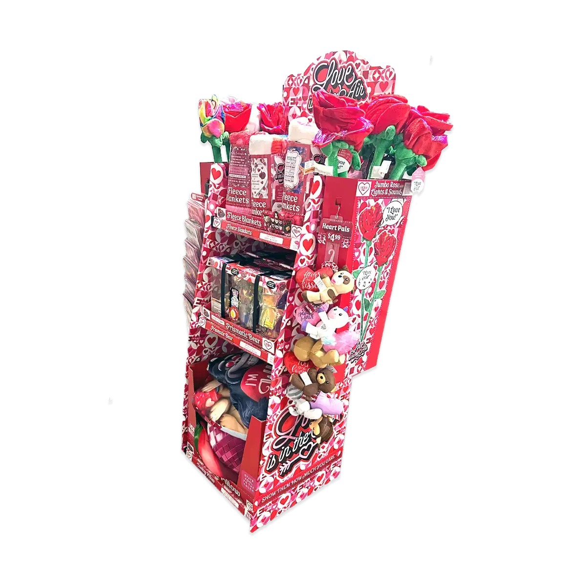 Valentine's Day Rose Plush and Gift Assortment Floor Display - 58 Pieces Per Retail Ready Display 88576 KIPP BROTHERS