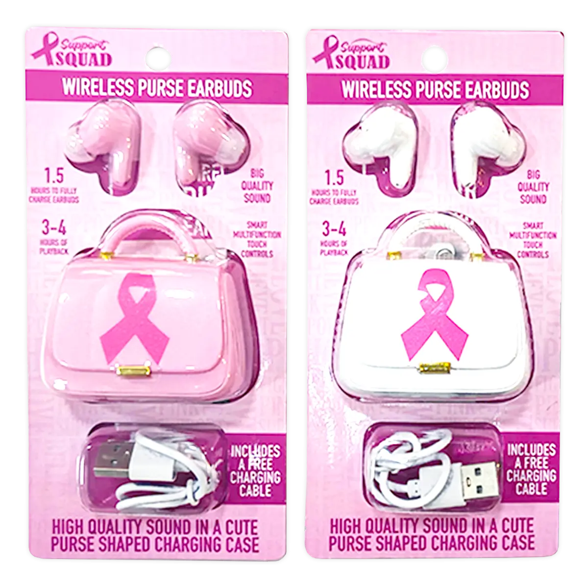 Breast Cancer Awareness Pink Support Squad Assortment Floor Display - 64 Pieces Per Retail Ready Display 88590 NOVELTY INC