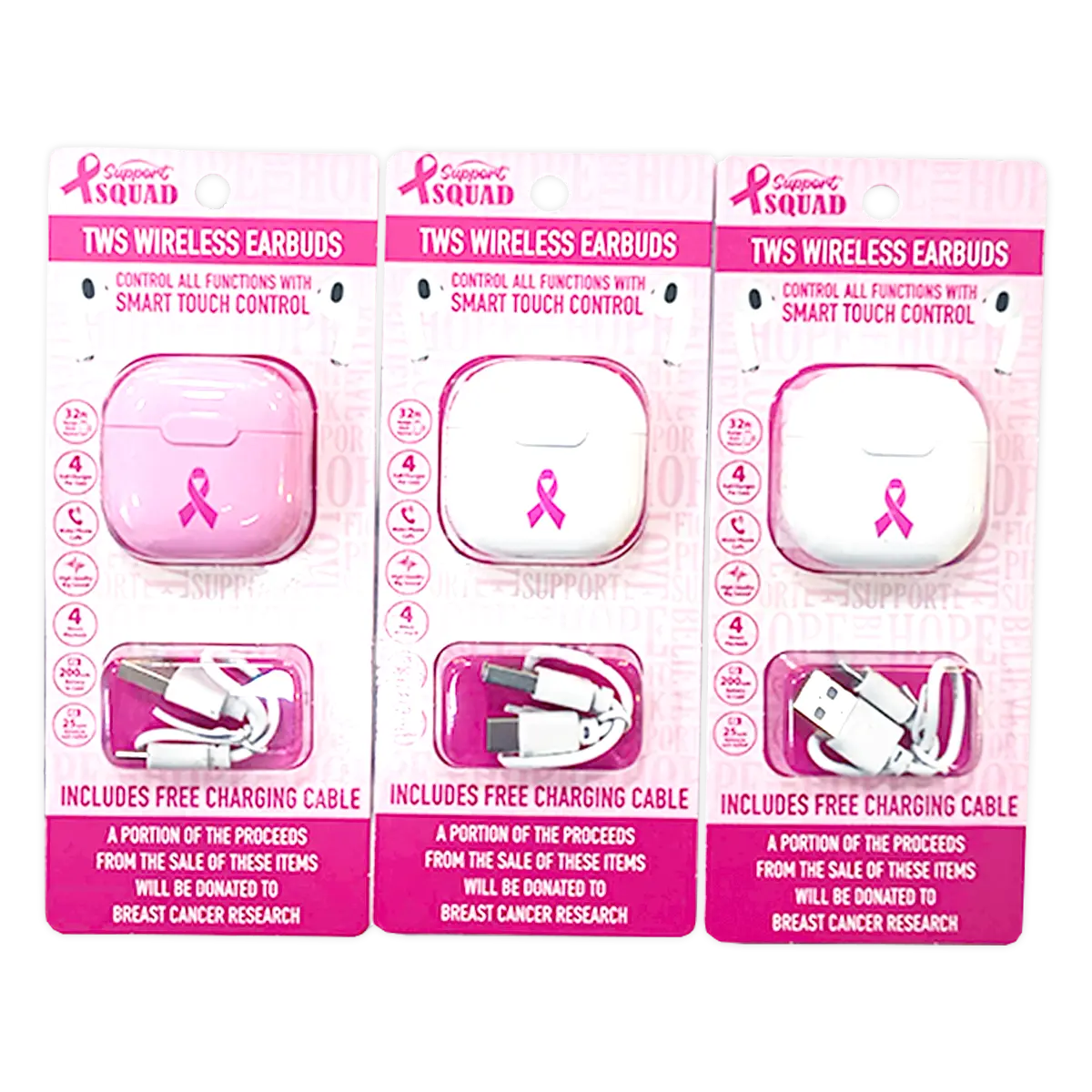 Breast Cancer Awareness Pink Support Squad Assortment Floor Display - 64 Pieces Per Retail Ready Display 88590 NOVELTY INC