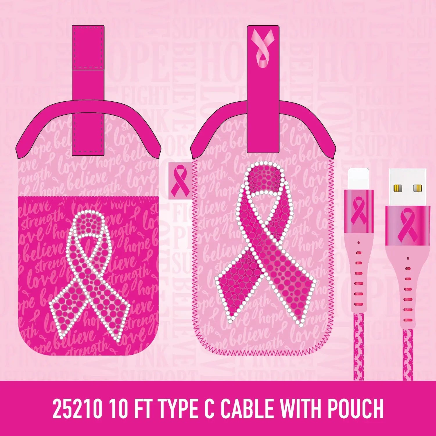 Breast Cancer Awareness Pink Support Squad Assortment Floor Display - 64 Pieces Per Retail Ready Display 88590 NOVELTY INC