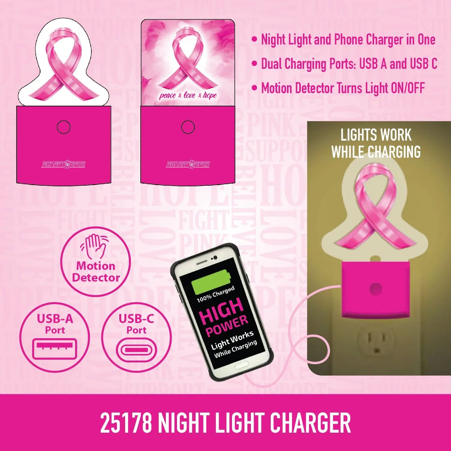 Breast Cancer Awareness Pink Support Squad Assortment Floor Display - 64 Pieces Per Retail Ready Display 88590 NOVELTY INC