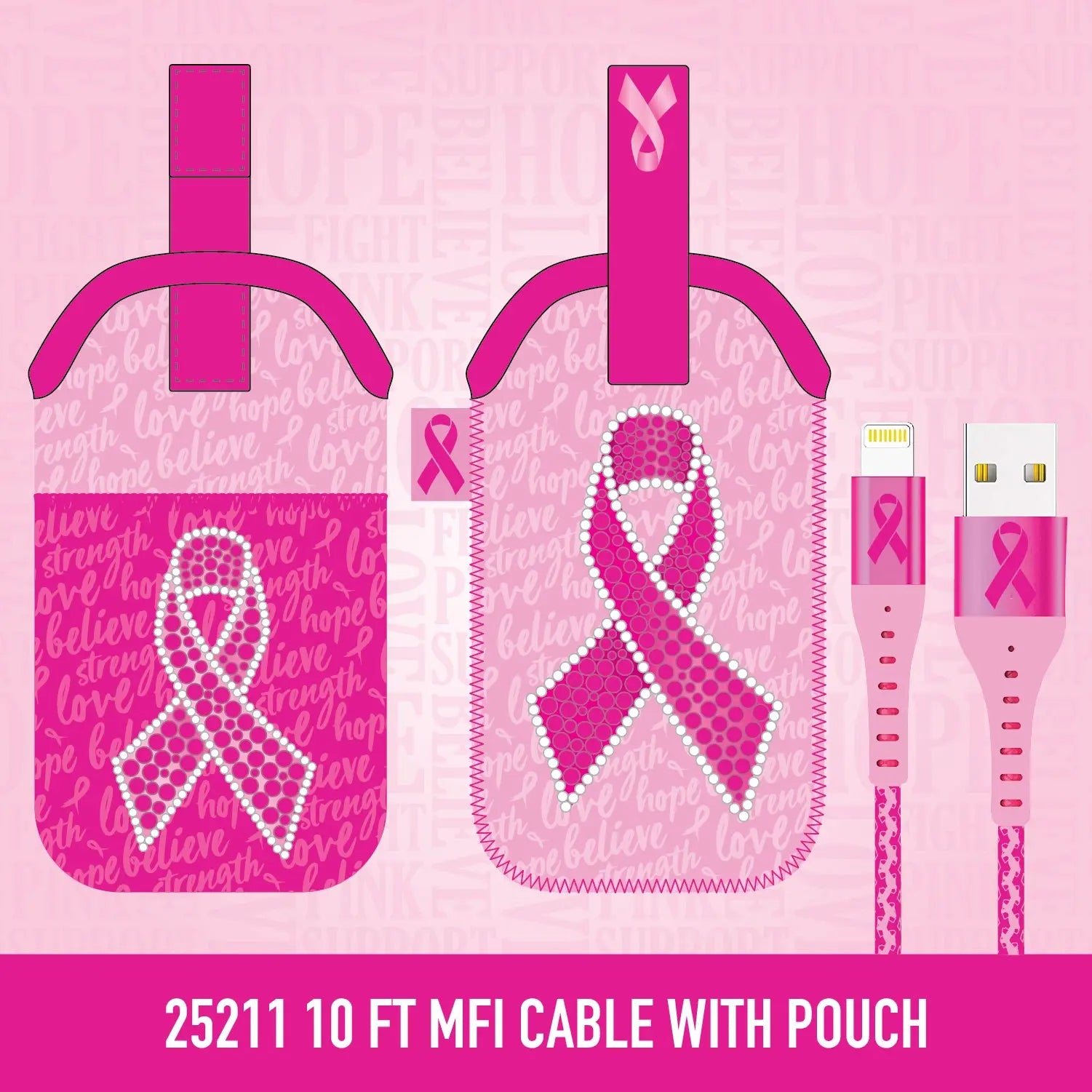 Breast Cancer Awareness Pink Support Squad Assortment Floor Display - 64 Pieces Per Retail Ready Display 88590 NOVELTY INC