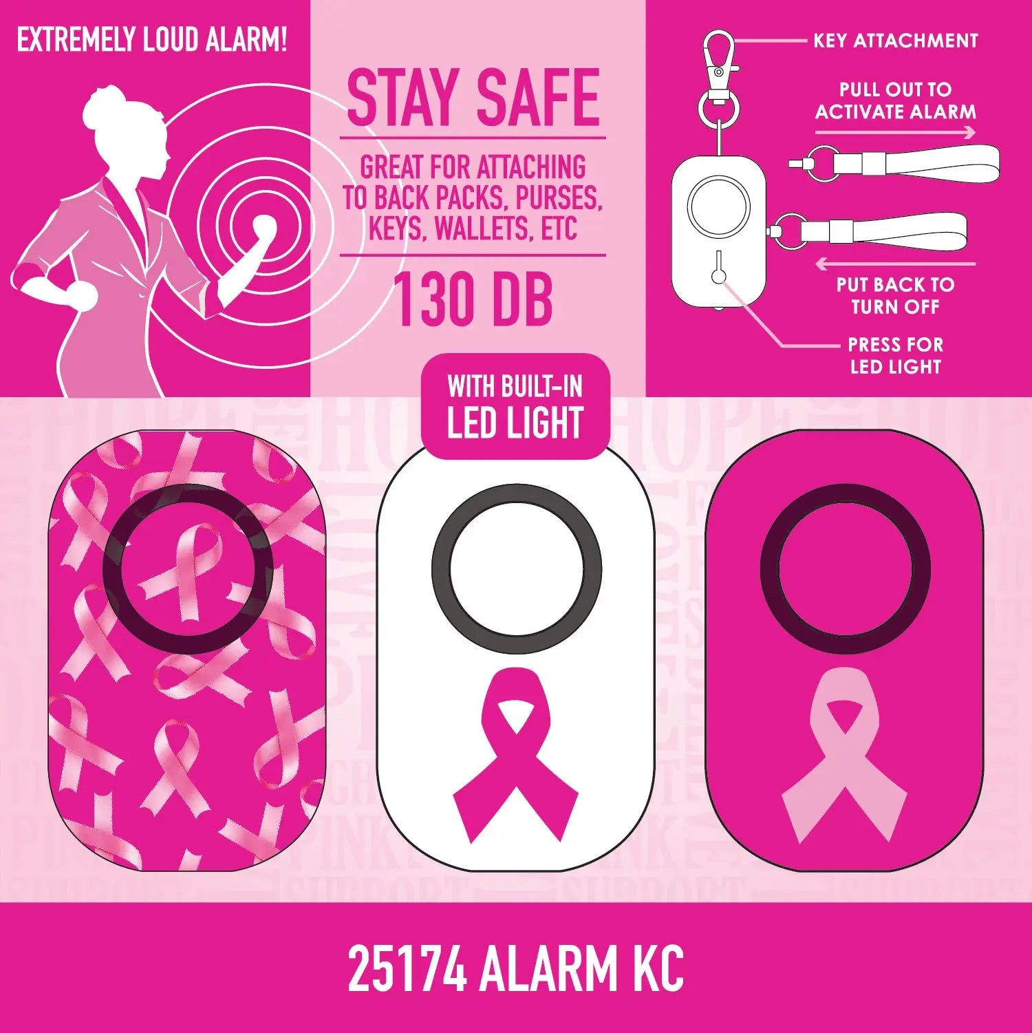 Breast Cancer Awareness Pink Support Squad Assortment Floor Display - 64 Pieces Per Retail Ready Display 88590 NOVELTY INC