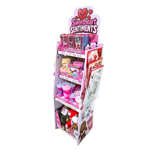 Valentines Day Glass Plush and Gift Assortment Floor Display - 56 Pieces Per Retail Ready Display Kit 88616 NOVELTY INC