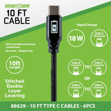 Surtido magnético de cables de carga de 3 m - 6 piezas por expositor listo para venta al por menor 88414