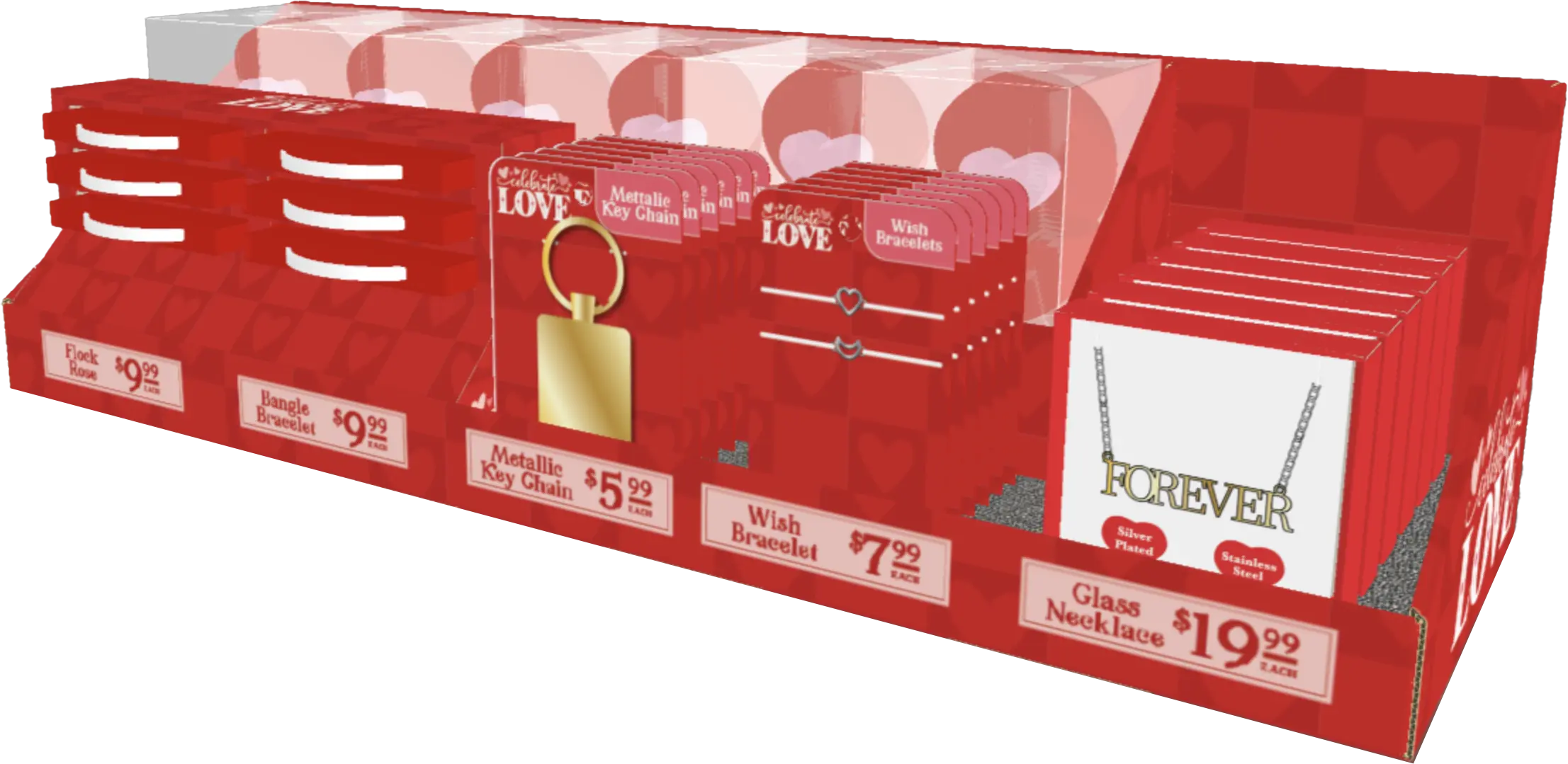 Valentine's Day Glass and Gift Assortment Floor Display - 81 Pieces Per Retail Ready Display 88500 KIPP BROTHERS