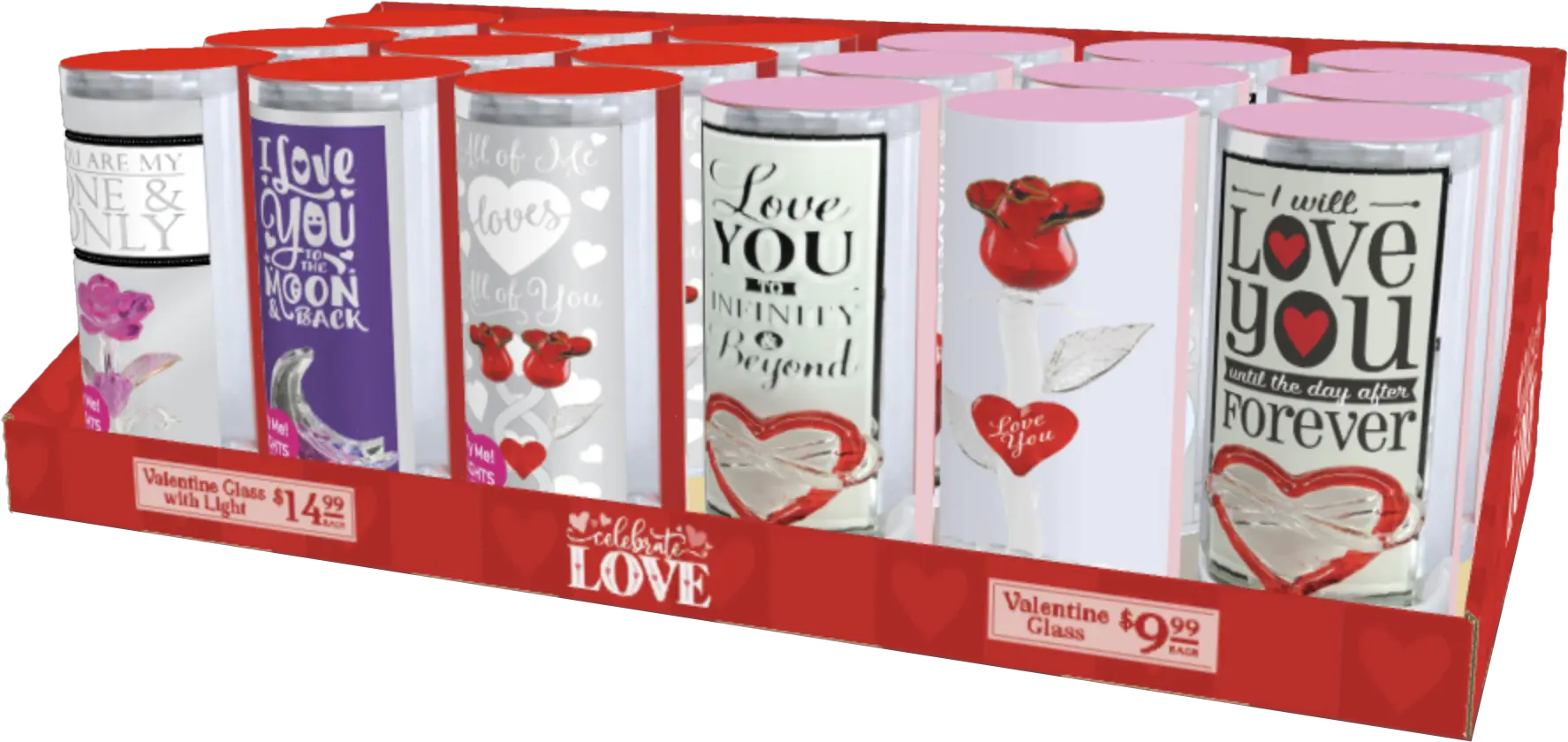 Valentine's Day Glass and Gift Assortment Floor Display - 81 Pieces Per Retail Ready Display 88500 KIPP BROTHERS