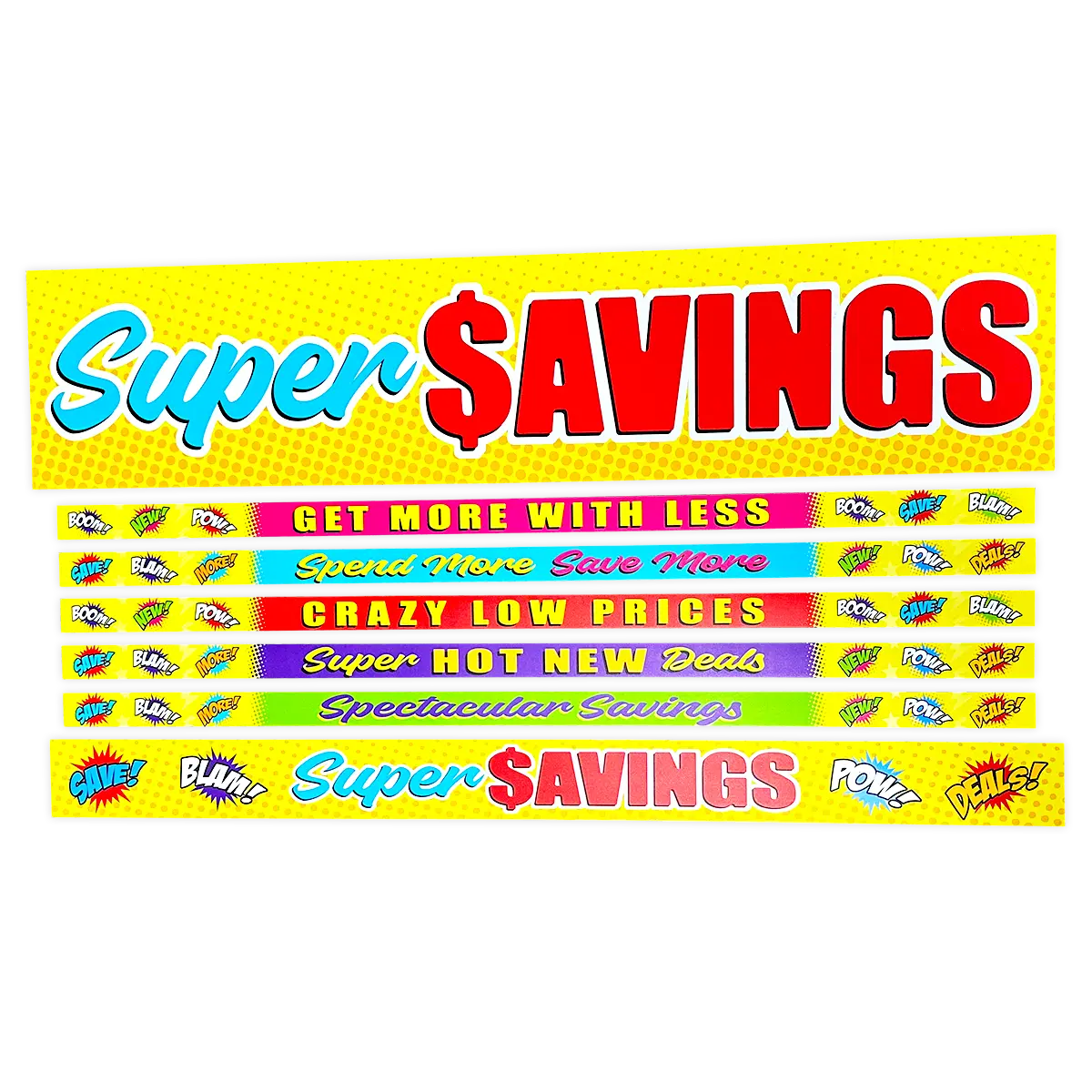 Merchandising Fixture - 3' Merchandising 7 Sign Set 978900 NOVELTY INC