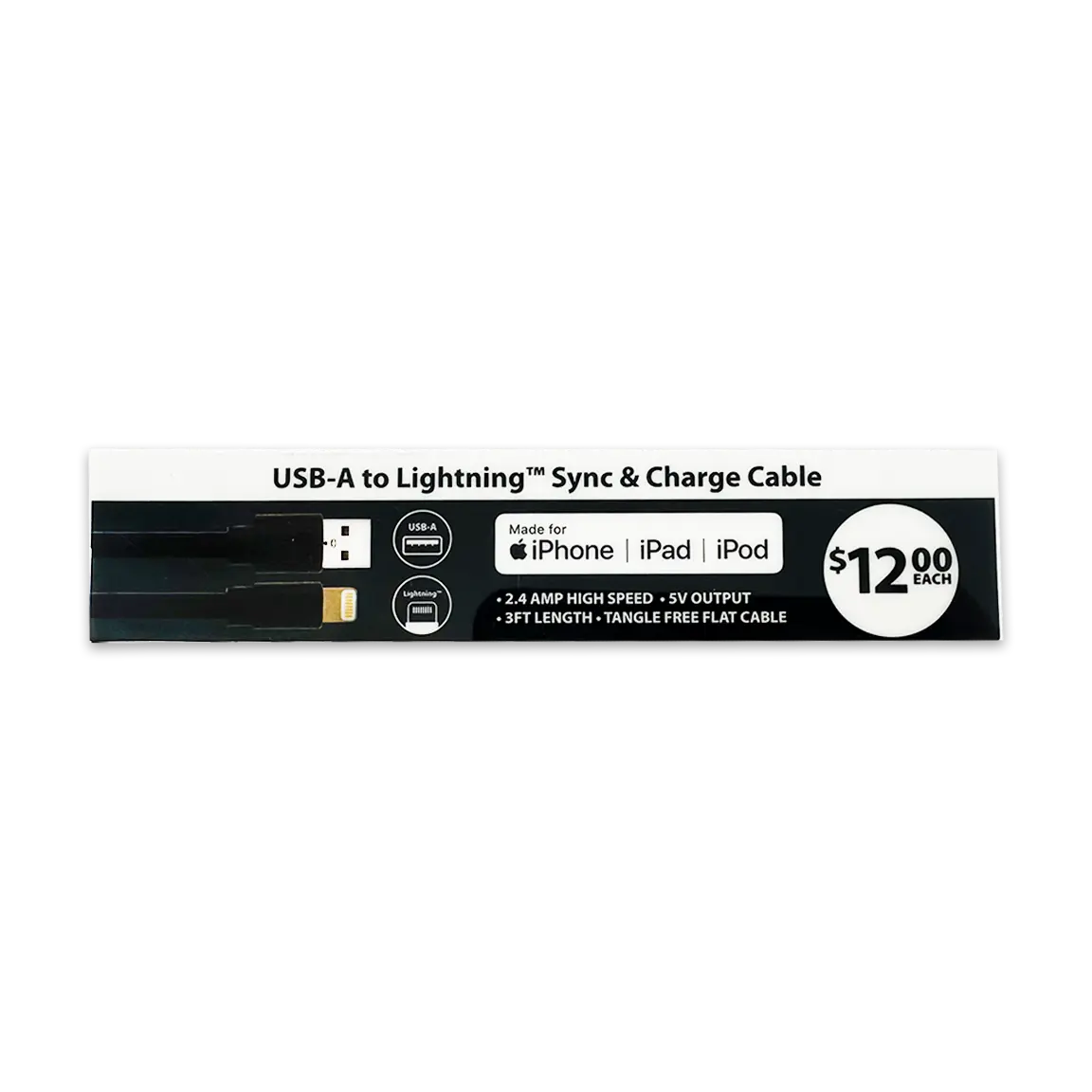 Merchandising Fixture - 3' USB to Lightning Charging Cable Sign 979390 NOVELTY INC