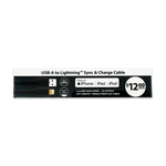 Merchandising Fixture - 3' USB to Lightning Charging Cable Sign 979390 NOVELTY INC