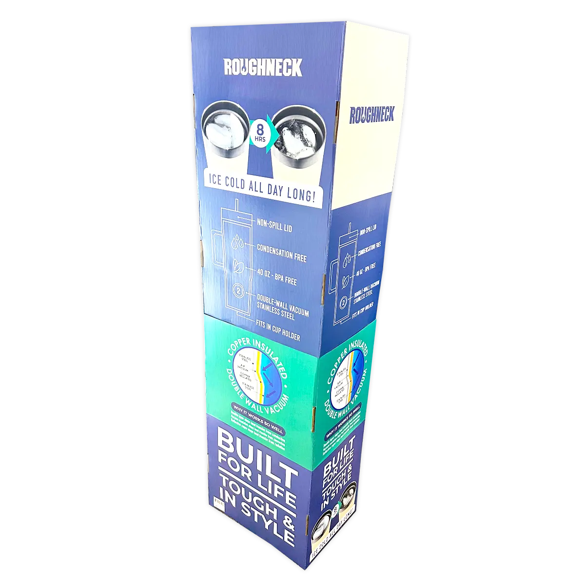 Merchandising Fixture - Generic Corrugated 40 oz Cup Floor Display ONLY 980240 ROUGHNECK