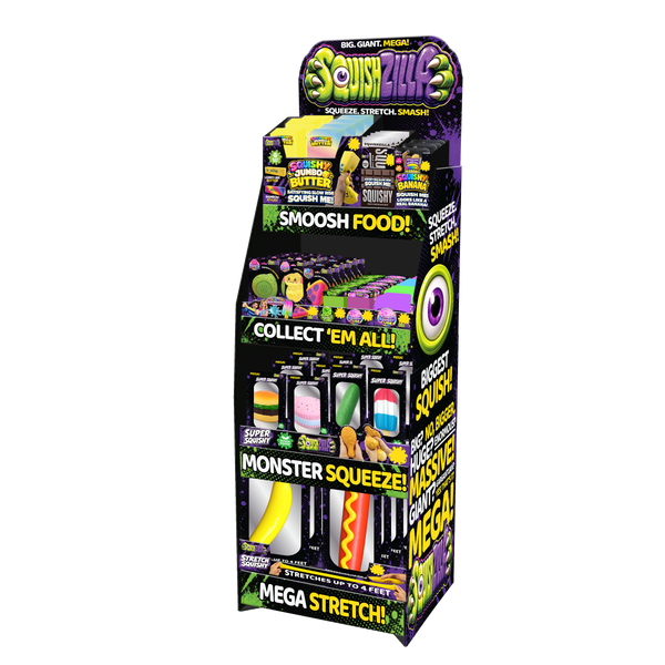 SquishZilla™ Squishy Fidget Toy Assortment Floor Display - 86 Pieces Per Retail Ready Display Kit 88633