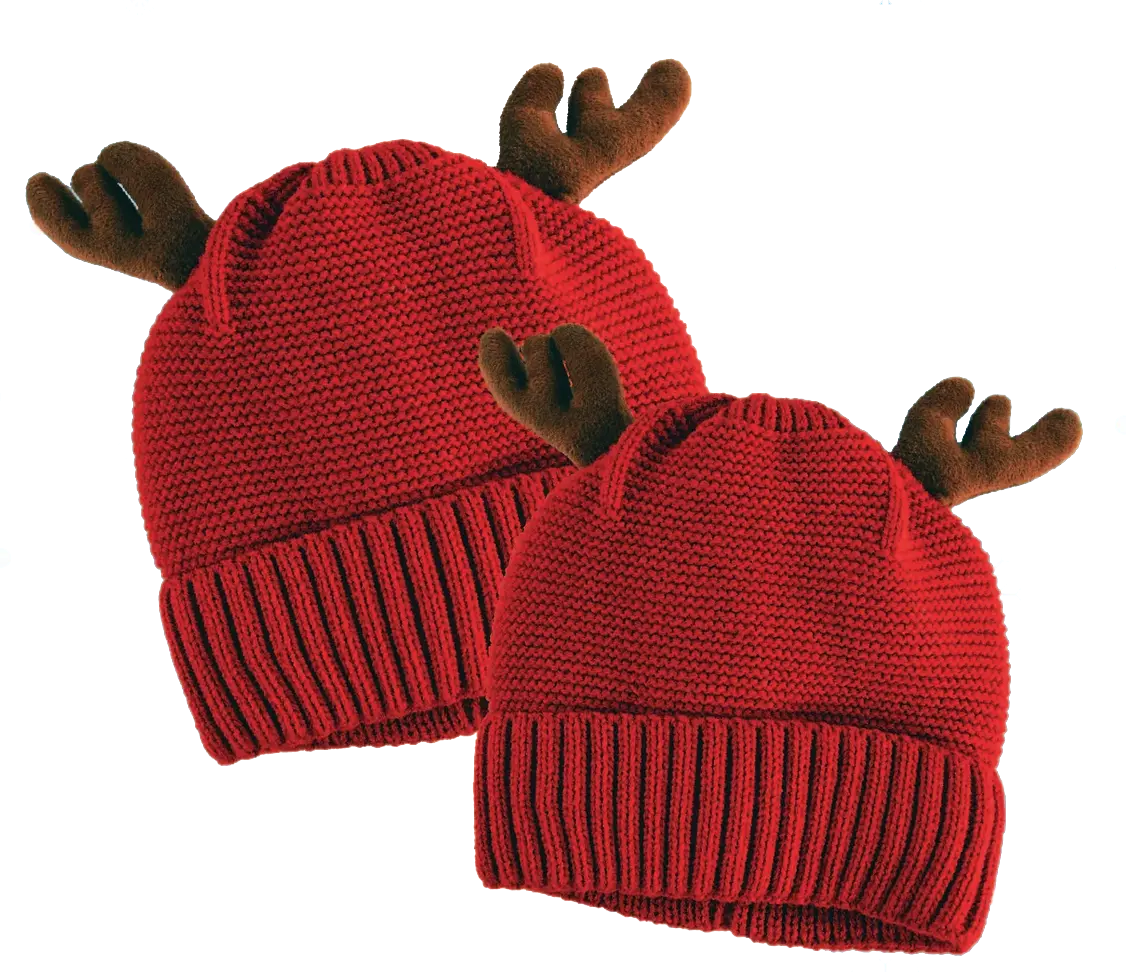 Christmas Antler Winter Knit Hat Beanie with Merchandising Strip - 6 Pieces Per Retail Ready Display 41601 NOVELTY INC