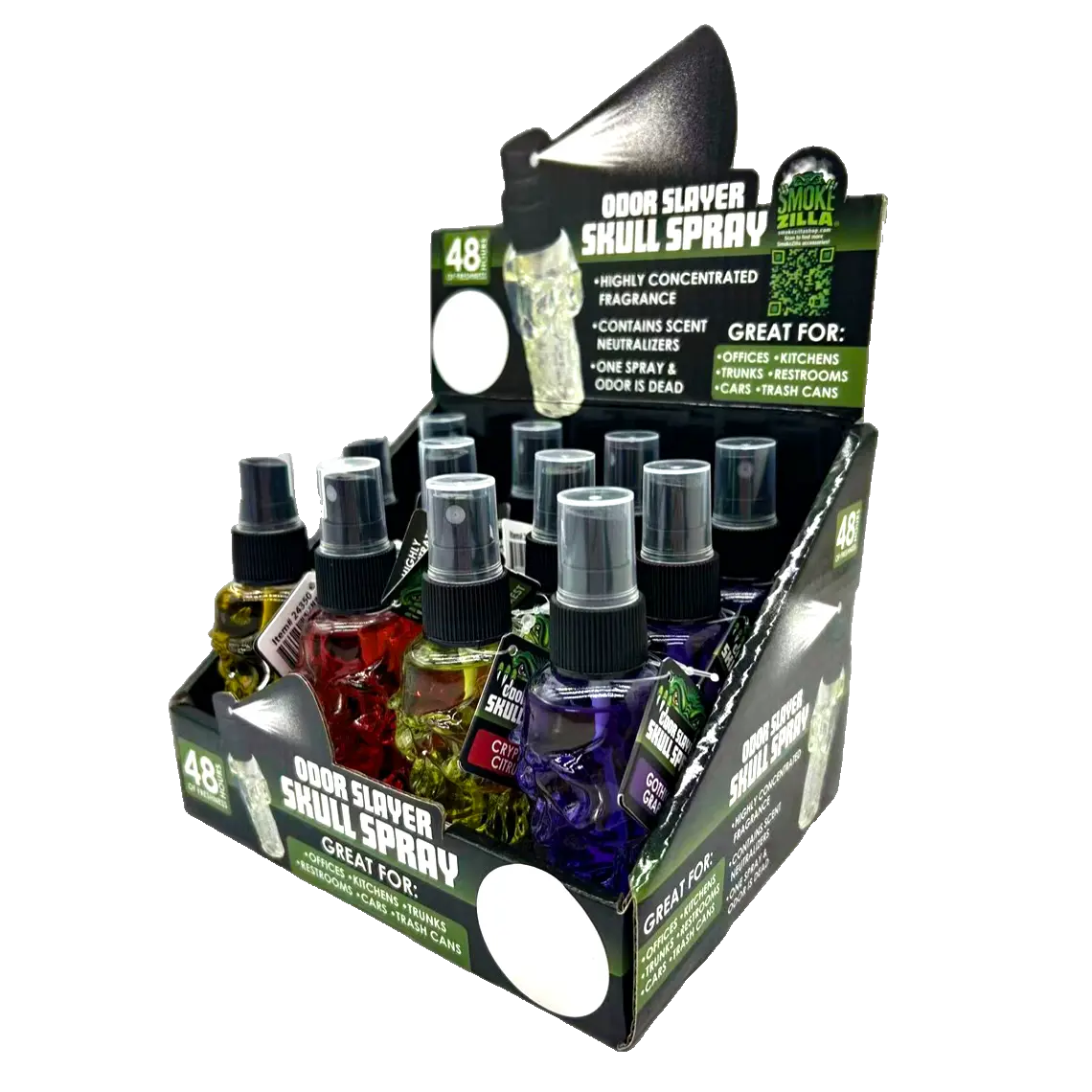 Air Freshener Odor Slayer Skull Smoke Eater Spray - 12 Pieces Per Retail Ready Display 24350 SMOKEZILLA