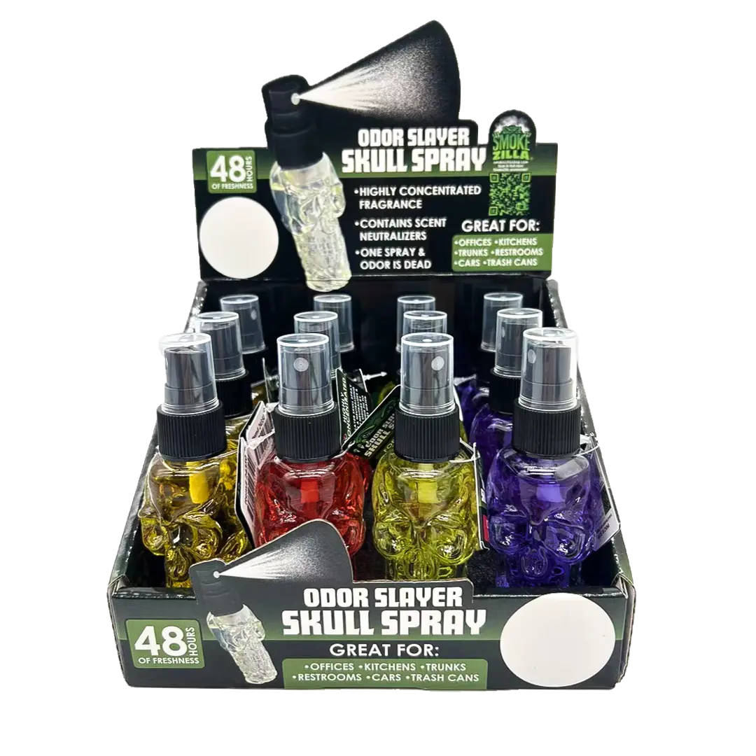 Air Freshener Odor Slayer Skull Smoke Eater Spray - 12 Pieces Per Retail Ready Display 24350 SMOKEZILLA