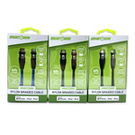 Charging Cable Braided Nylon USB-C to Lightning 6FT 2.4 Amp - 3 Pieces Per Pack 24606 GADGET GEAR