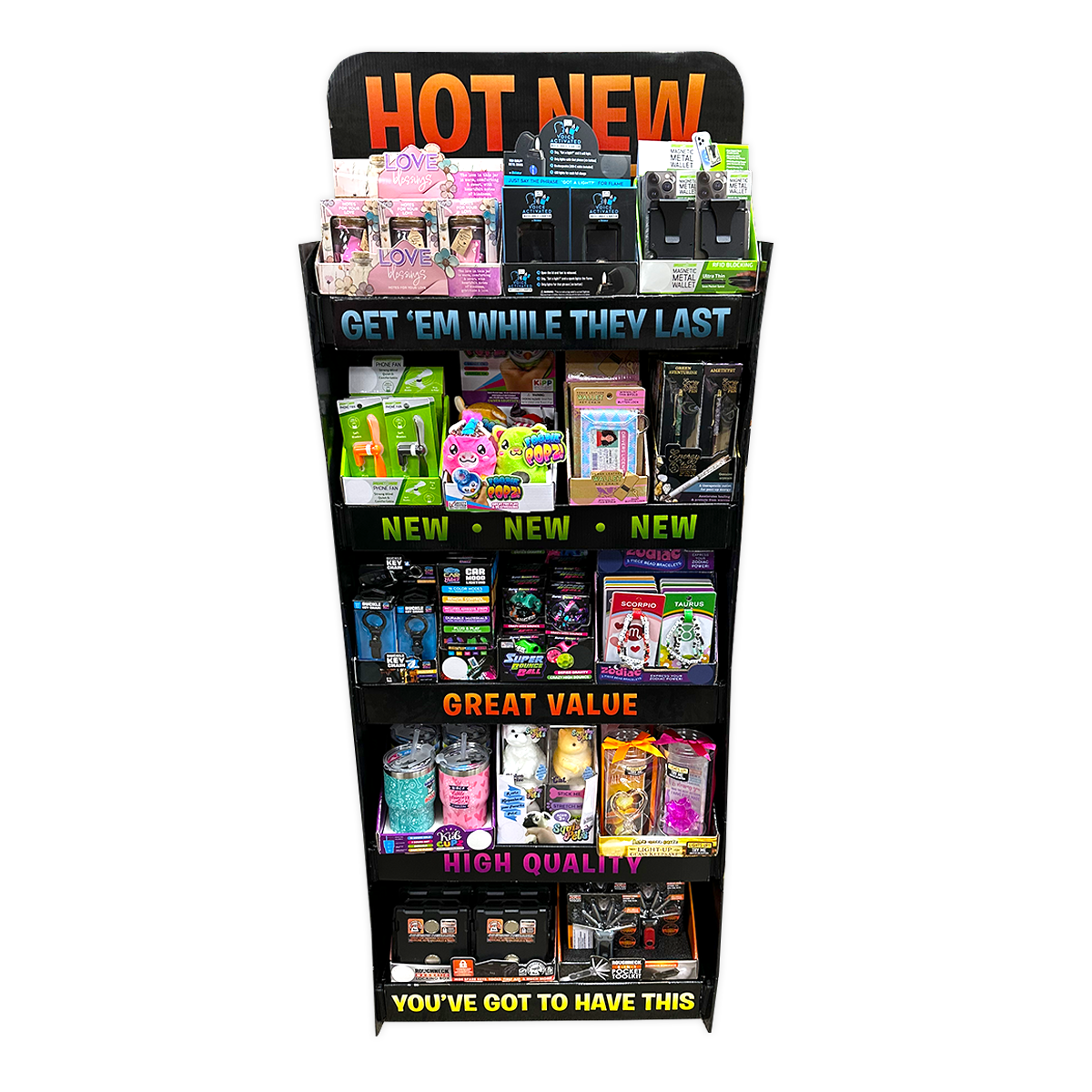 New Products - Popular Trends Assortment Floor Display - 120 Pieces Per Retail Ready Display Kit 88617 NOVELTY INC