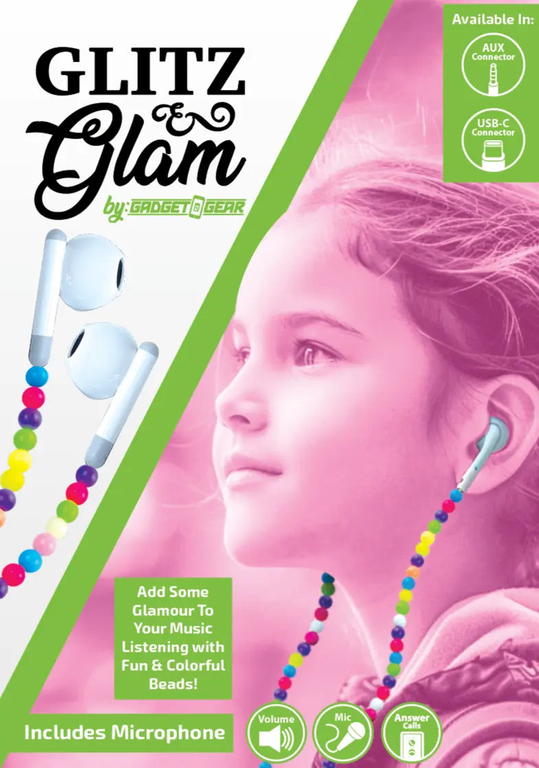 Beaded Earbuds Assortment USB-C / Aux - 6 Pieces Per Retail Ready Display 88569 GADGET GEAR