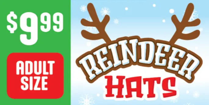 Christmas Antler Winter Knit Hat Beanie with Merchandising Strip - 6 Pieces Per Retail Ready Display 41601 NOVELTY INC