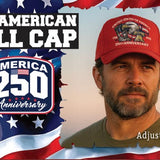 USA 250 Patriotic All-American Ball Cap Hat - 6 Pieces Per Retail Ready Display 26553