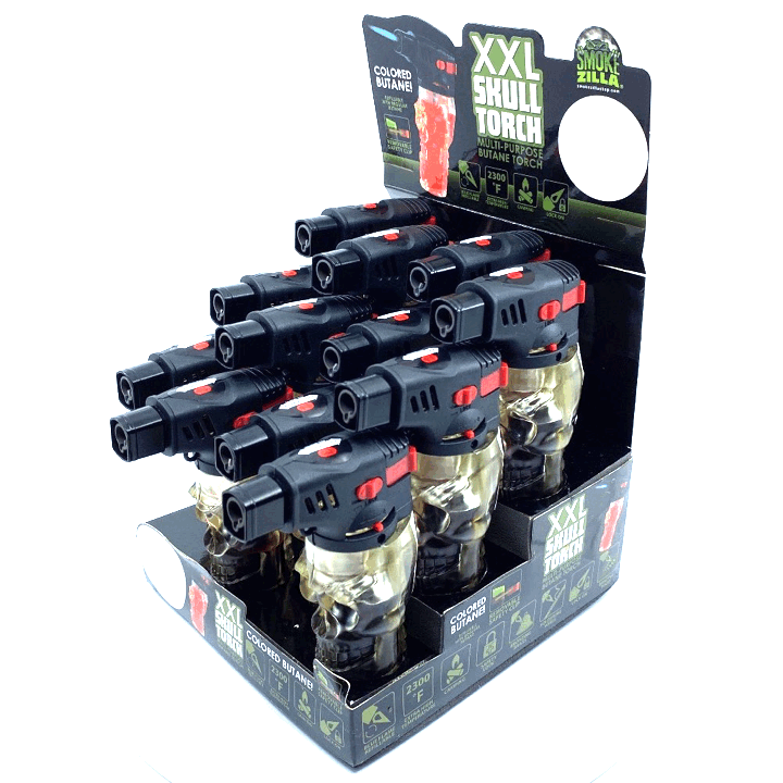 Colored Butane XXL Skull Torch Lighter - 12 Pieces Per Retail Ready Display 21923 SMOKEZILLA
