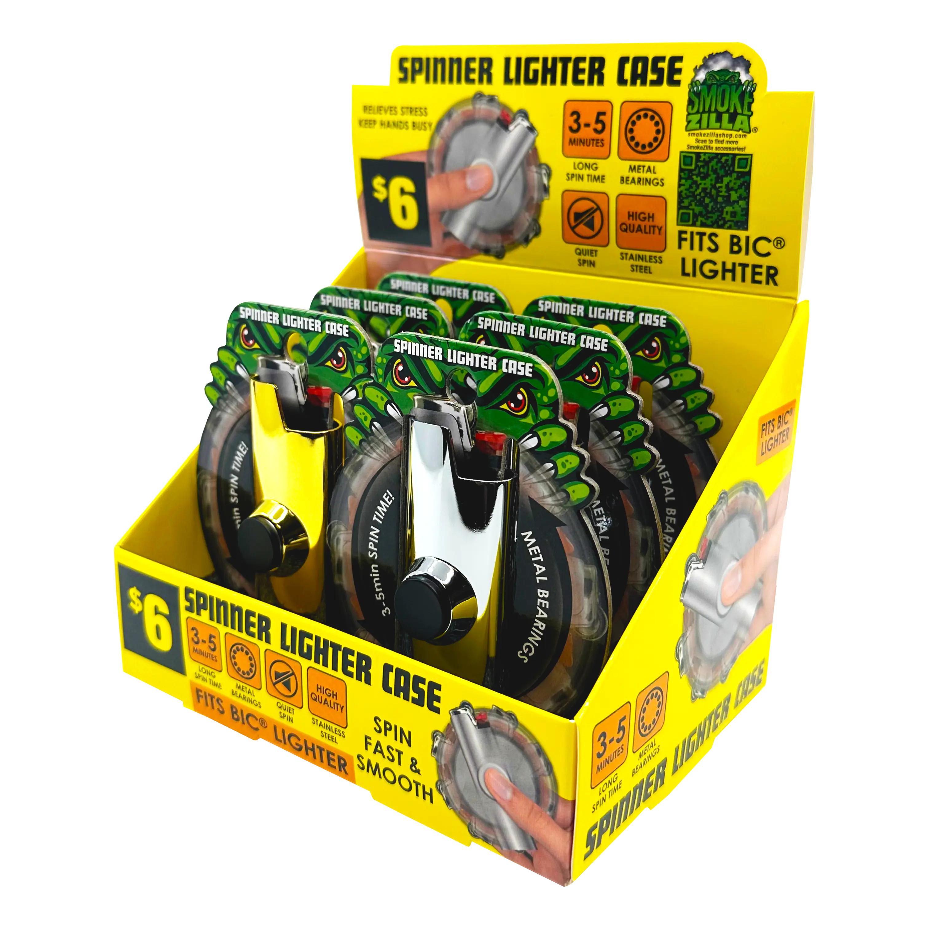 Metal Spinner Lighter Case - 6 Pieces Per Retail Ready Display 41575 SMOKEZILLA