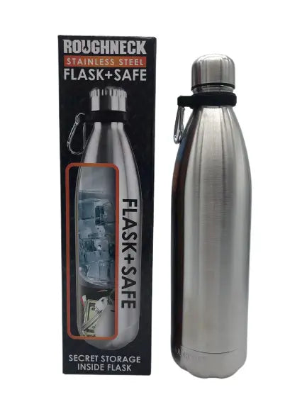18 oz Stainless-Steel Flask and Safe - 6 Pieces Per Retail Ready Display 22931 ROUGHNECK