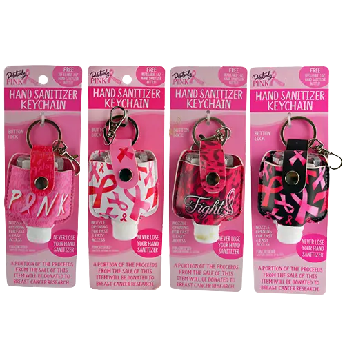 Breast Cancer Awareness Pink Hand Sanitizer Key Chain - 12 Pieces Per Retail Ready Display 20369 KIPP BROTHERS