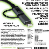 Charging Cable Elite Multi-Head USB to Micro USB / Lightning 3FT - 3 Pieces Per Pack 21100 GADGET GEAR