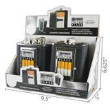 8 oz Stainless-Steel Flask with Cigarette Case - 6 Pieces Per Retail Ready Display 21768 ROUGHNECK