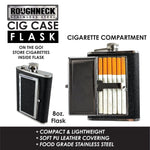 8 oz Stainless-Steel Flask with Cigarette Case - 6 Pieces Per Retail Ready Display 21768 ROUGHNECK